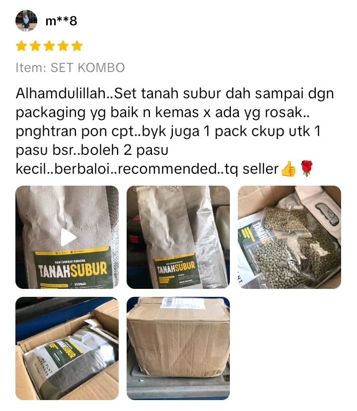1 pack tanah subur muat untuk 1 pasu besar